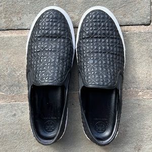 Tory Burch Bryant Quilted Leather Black Slip-On Sneakers
